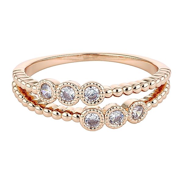 Buckley London Fingerring Messing rotvergoldet Kristalle günstig online kaufen