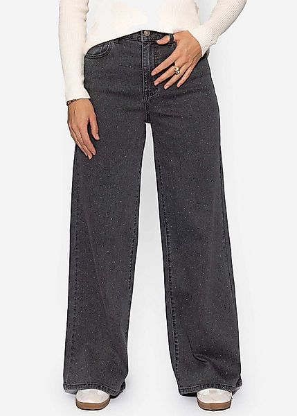 SASSYCLASSY 5-Pocket-Jeans Wide Leg Jeans mit Strasssteinen für Damen günstig online kaufen