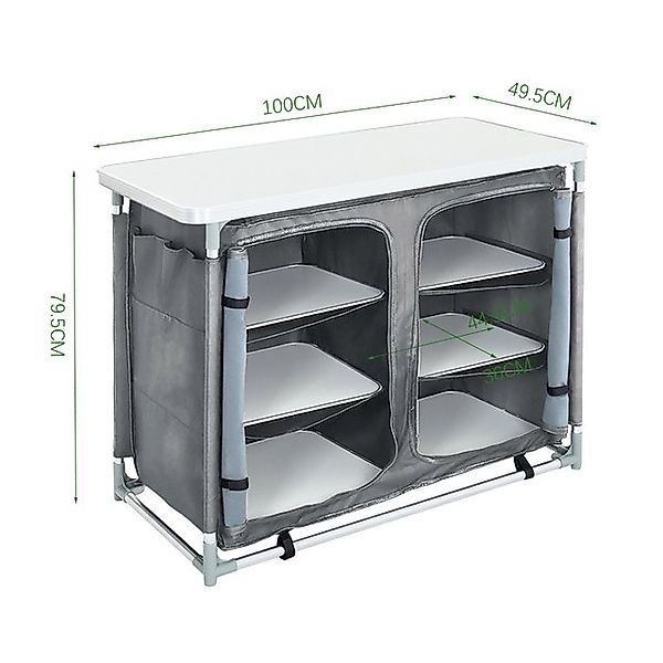 LIVINGANDHOME Campingschrank 100CM breite Campingküche mit 6 Staufächer Alu günstig online kaufen