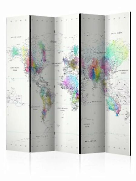 artgeist Paravent Room divider – White-colorful world map mehrfarbig Gr. 22 günstig online kaufen