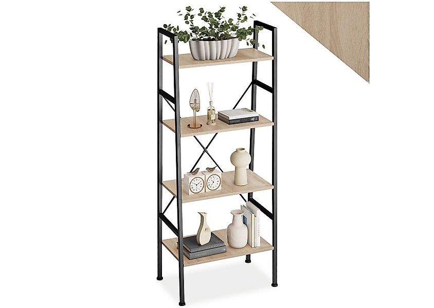 tectake Leiterregal Stufenregal Newcastle 57,5 x 35,5 x 139cm, Set 1-tlg., günstig online kaufen