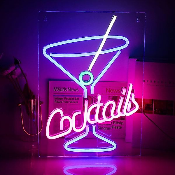MUPOO LED Dekolicht LED Neonschild Cocktail günstig online kaufen