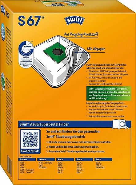 Swirl MicroPor Plus Staubsaugerbeutel S67 günstig online kaufen