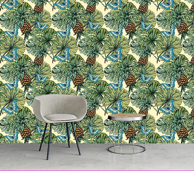 queence Vinyltapete »Jody«, bedruckt-tropisch, 90x250cm, selbstklebend, kin günstig online kaufen
