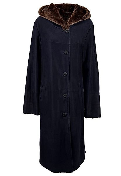 Hollert Wintermantel Damen Lammfellmantel Camille Blau mit Kapuze günstig online kaufen