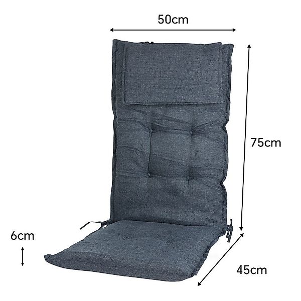 SLaaviinoo Hochlehnerauflage Gartenstuhlauflagen mit abnehmbarer Kopfstütze günstig online kaufen