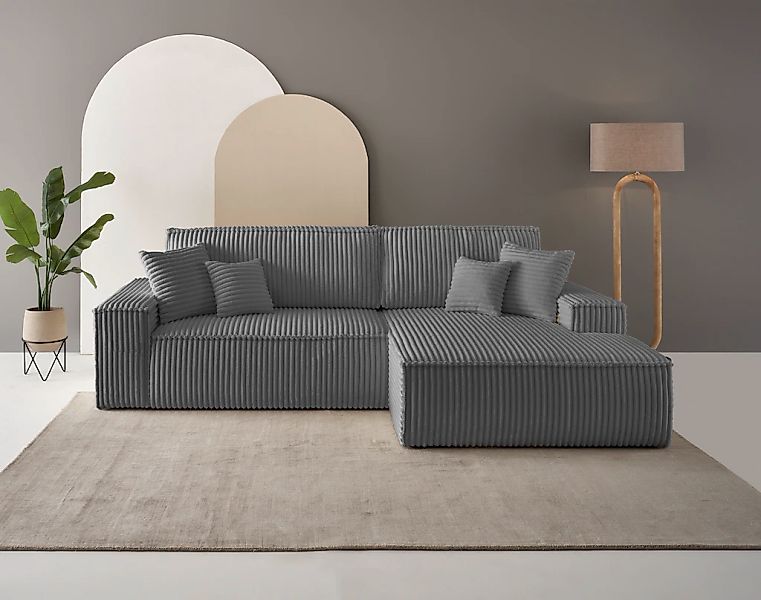 andas Ecksofa "Finnley Schlafsofa 267 cm in Bouclé, Struktur fein u. Cord, günstig online kaufen