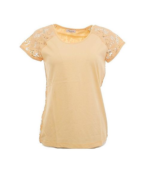 YESET Blusentop Shirt Rückenteil Spitze Kurzarm Bluse Apricot Spitze günstig online kaufen
