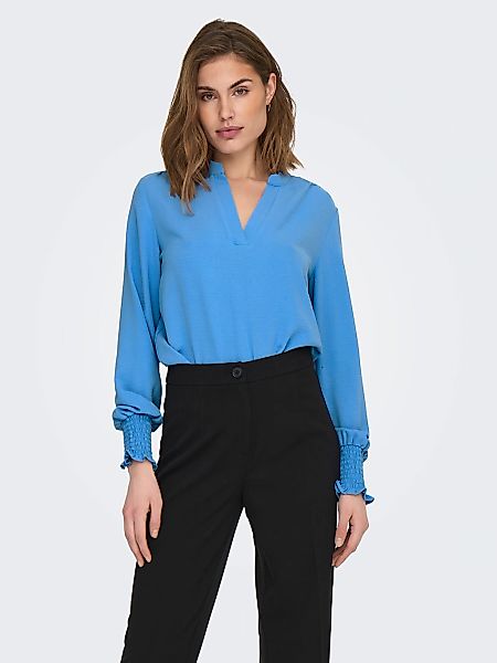 ONLY Blusenshirt "ONLMETTE V-NECK LS SMOCK TOP NOOS WVN" Kunstfaser, regula günstig online kaufen