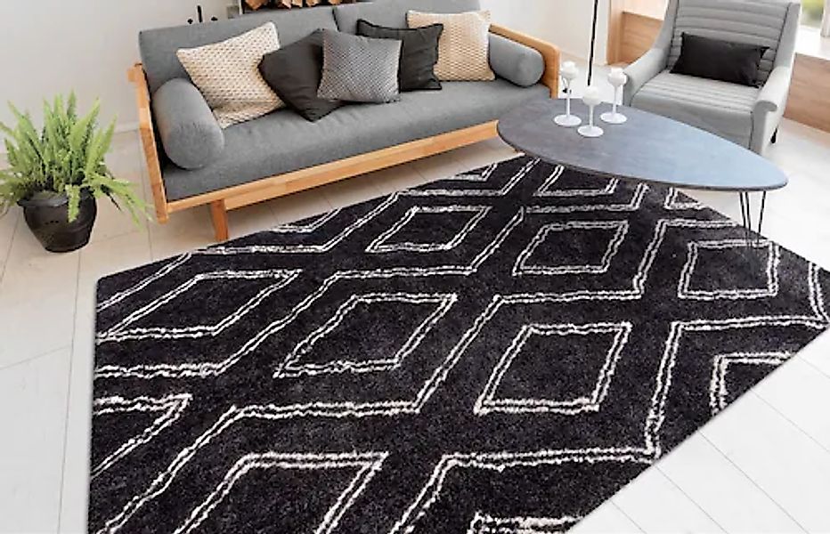 my home Hochflor-Teppich »Jeana«, rechteckig, 27 mm Höhe, retro, Wohnzimmer günstig online kaufen