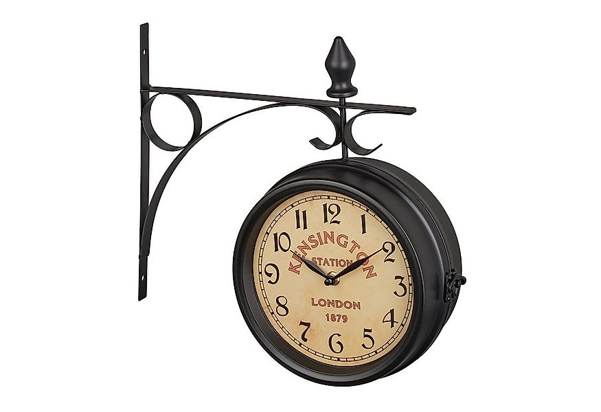 relaxdays Wanduhr Doppelseitige Bahnhofsuhr in Schwarz günstig online kaufen
