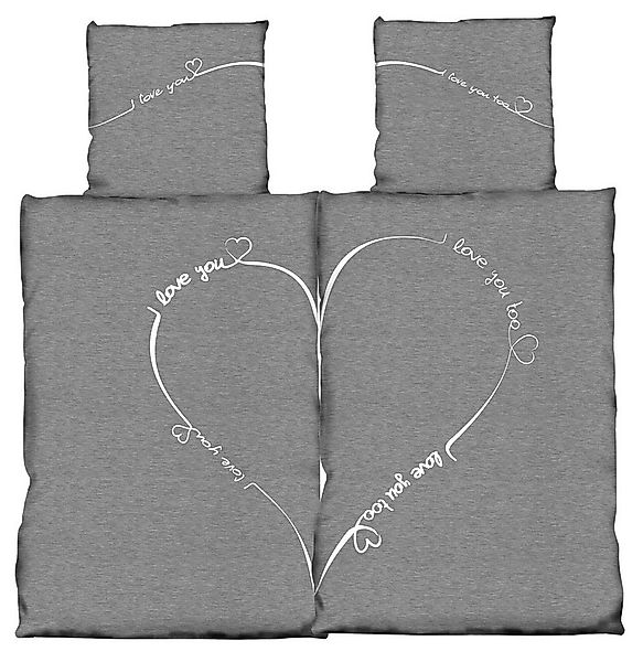 One Home Bettwäsche Love you, Mikrofaser, 4 teilig, Herzen und meliert günstig online kaufen
