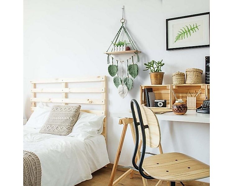 Coonoor Wanddekoobjekt Boho Makramee Holzregal & Wandbehang, Stilvolle Wand günstig online kaufen
