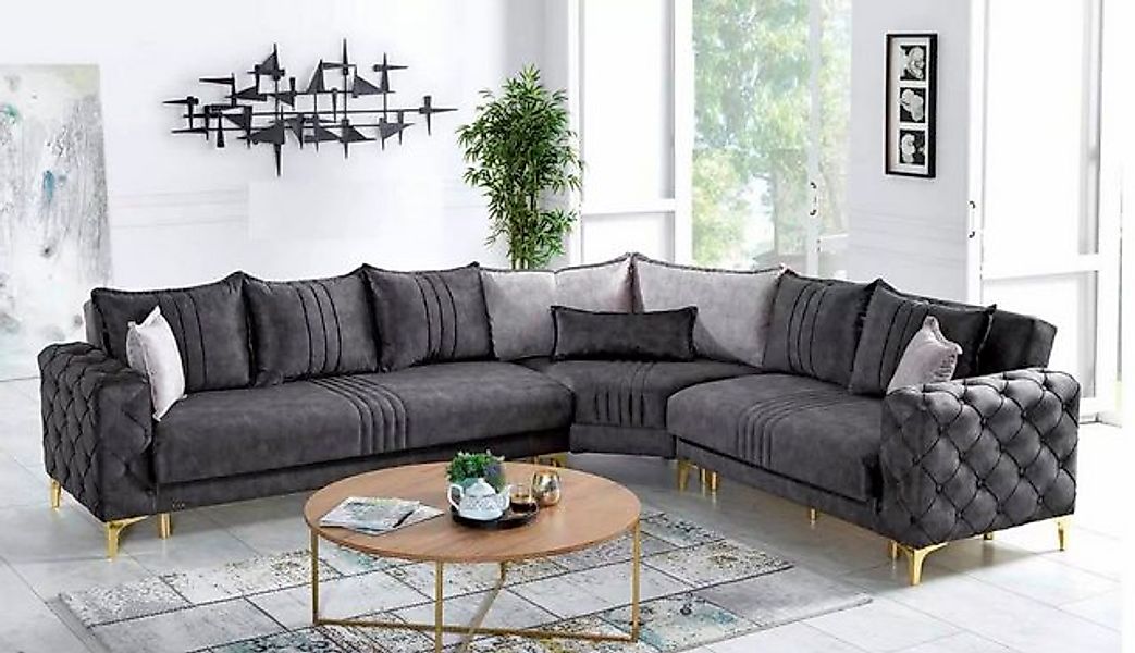 Xlmoebel Ecksofa Grau Wohnbereich L-förmige Couch Modern Chesterfield Neu L günstig online kaufen