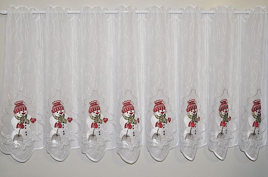 Stickereien Plauen Scheibengardine "Schneemann" Stangendurchzug 1 Stk. tlg. günstig online kaufen