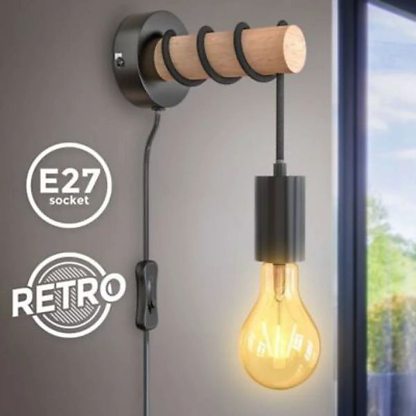 B.K.Licht LED Wandleuchte Industriell Metall Holz Retrolampe Vintage schwar günstig online kaufen