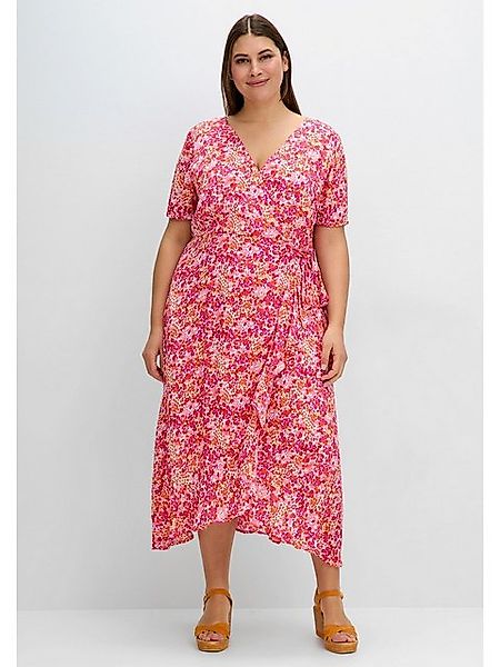 Sheego Sommerkleid Große Größen in Wickeloptik, mit Blümchenprint günstig online kaufen