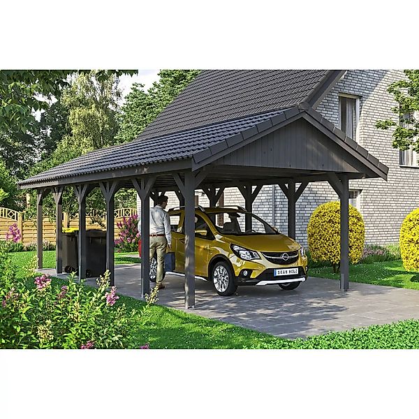 Satteldach-Carport Wallgau Schiefergrau 430 x 900 cm Dachlattung günstig online kaufen