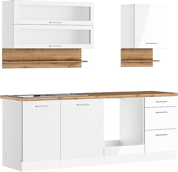 KOCHSTATION Küchenzeile "KS-Milan", 220 cm breit, robuste Metallauszüge, vi günstig online kaufen