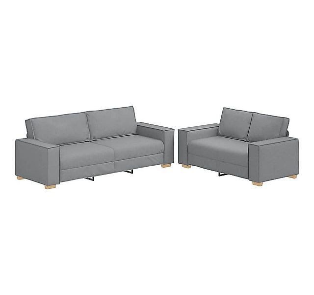 vidaXL Sofa 2-tlg. Sofagarnitur mit Kissen Hellgrau Stoff günstig online kaufen