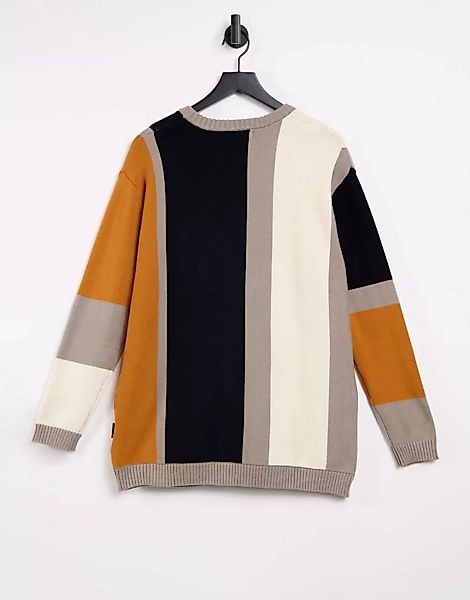 Bershka – Pullover in Grau mit Farbblock-Design-Marineblau günstig online kaufen