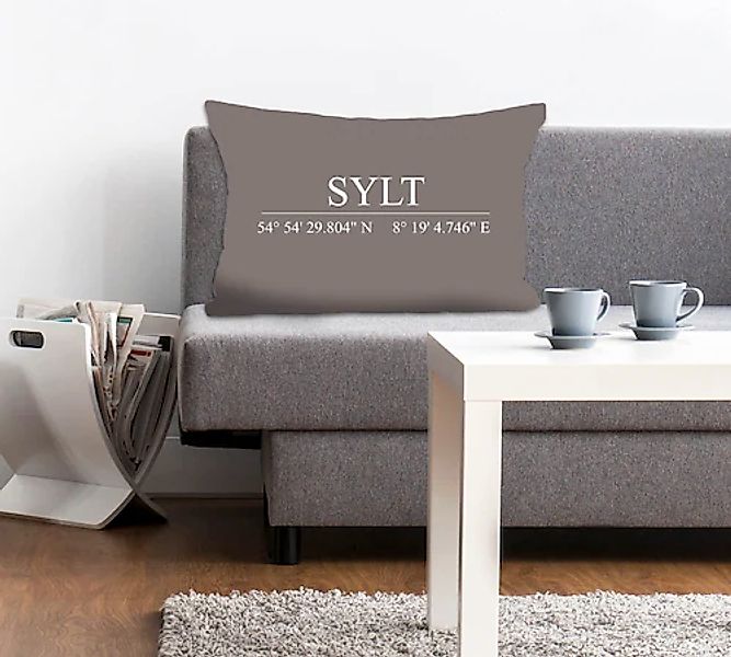 queence Dekokissen »Sylt«, Kissenhülle,Sylt Schriftzug,Sylt,Koordinaten,Nor günstig online kaufen