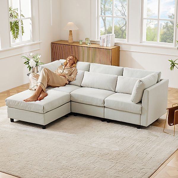i@home Ecksofa Loungesofa Modulsofa mit Hocker,3–4 günstig online kaufen