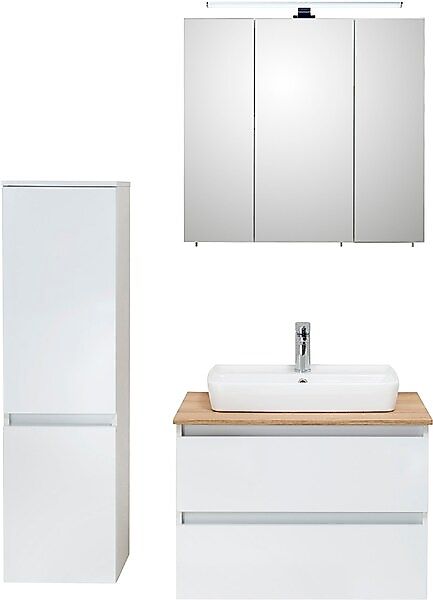 Saphir Badmöbel-Set »Quickset 360 3-teilig, Keramik-Aufsatzbecken mit LED-S günstig online kaufen