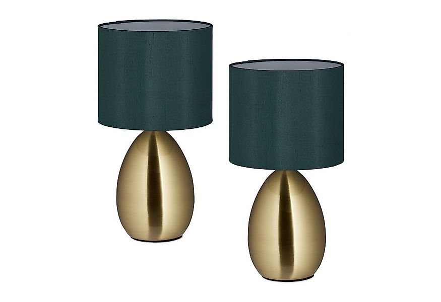 relaxdays Nachttischlampe 2er Set, Ein-/Ausschalter, Ohne Leuchtmittel, Mes günstig online kaufen