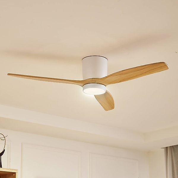 Lucande LED-Deckenventilator Faipari, weiß, DC, leise, 132cm günstig online kaufen