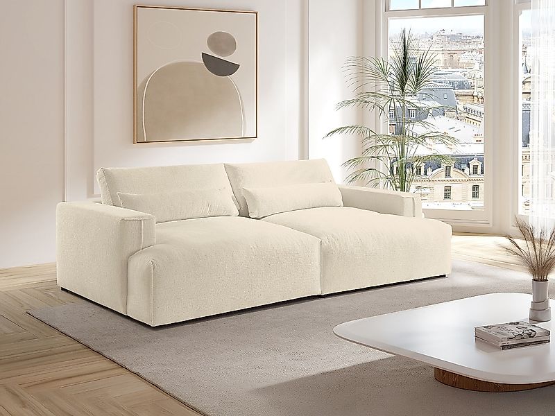 Sofa 4-Sitzer - tiefe Komfortsitzfläche - Chenille-Stoff - Beige - COLYSIA günstig online kaufen