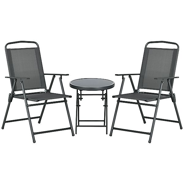 Outsunny Bistro-Set 3-teilig aus Metall Wetterfest Gartenmöbel Set mit klap günstig online kaufen
