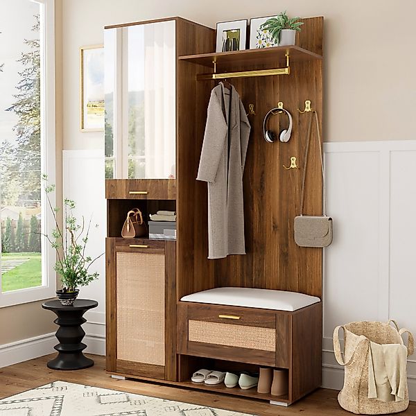 Merax Garderoben-Set mit Spiegel & goldenen günstig online kaufen