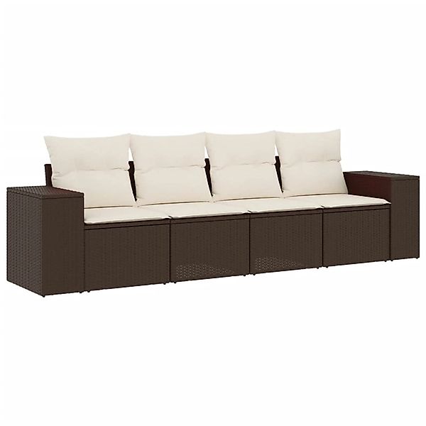 vidaXL 4-Tlg Garten-Sofagarnitur mit Kissen Braun Poly Rattan 3254620 günstig online kaufen