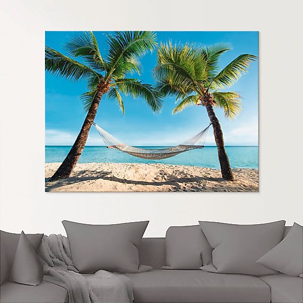 Artland Glasbild »Palmenstrand Karibik mit Hängematte«, Amerika, (1 St.), i günstig online kaufen
