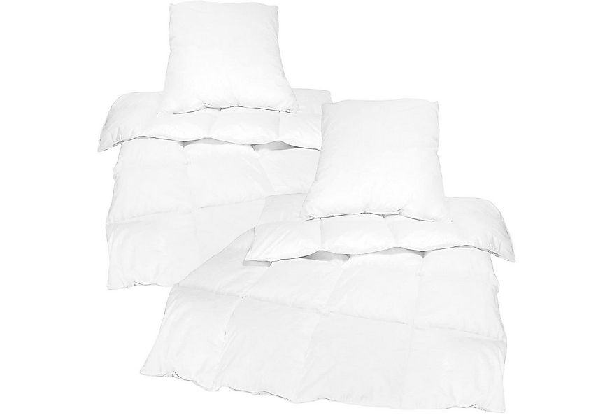 NYVI Feder-/Daunenbettdecke + Kopfkissen Bettenset 4teilig - 2x Bettdecke 1 günstig online kaufen