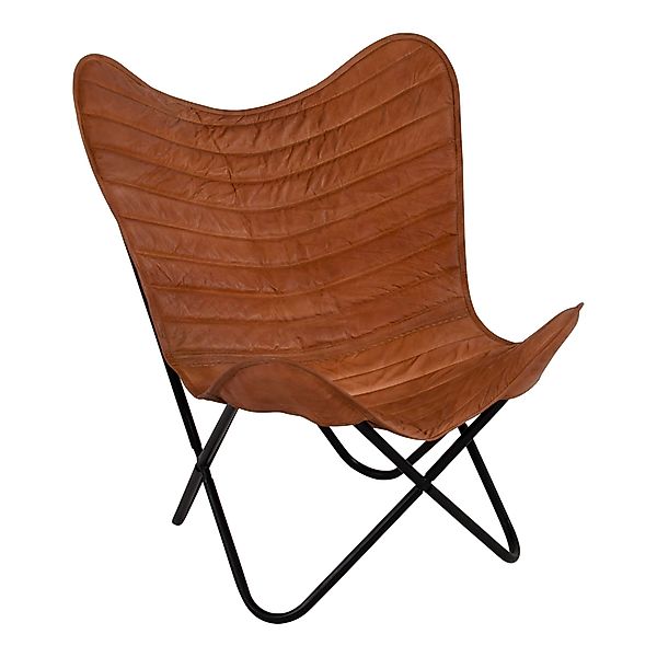 habeig Cocktailsessel Butterfly Chair, Echtleder, Cognac-Braun, günstig online kaufen