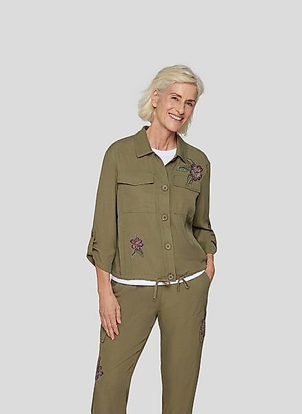 Rabe Blouson Rabe Trendige Shirtjacke mit floralem Stickerei-Detail günstig online kaufen