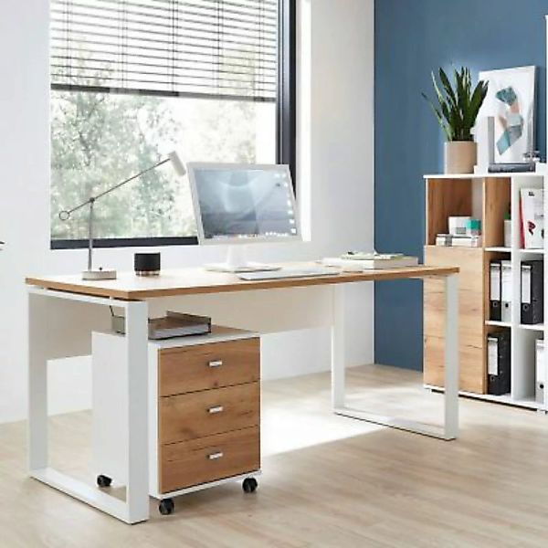Lomadox Büro Schreibtisch Set mit Container und Aktenschrank GENT-01 in Nav günstig online kaufen