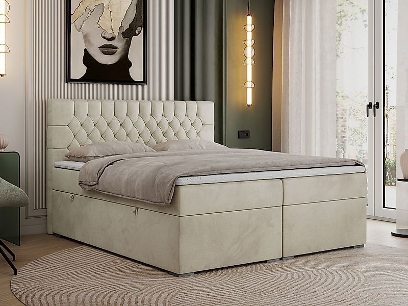 MKS MÖBEL Boxspringbett PERA (Set, Packung, H3-Matratze, Topper T25/Visco, günstig online kaufen