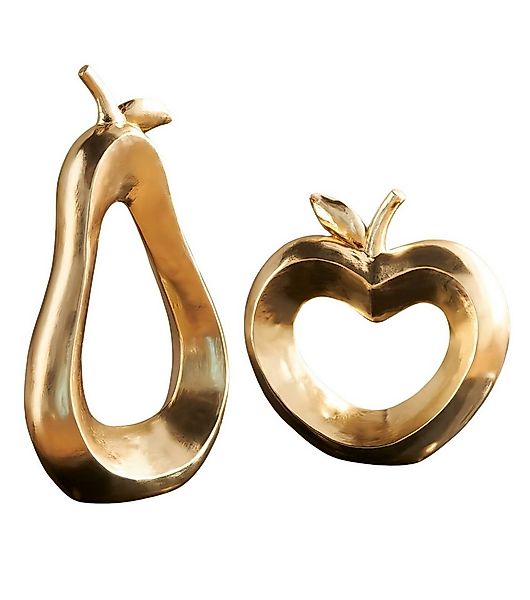 Dekoleidenschaft Dekofigur "Apfel & Birne" Gold, 17 + 26 cm hoch, Tischdeko günstig online kaufen