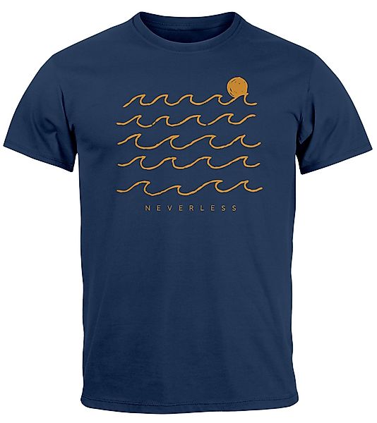 Neverless Print-Shirt Herren T-Shirt Frontprint Wellen günstig online kaufen