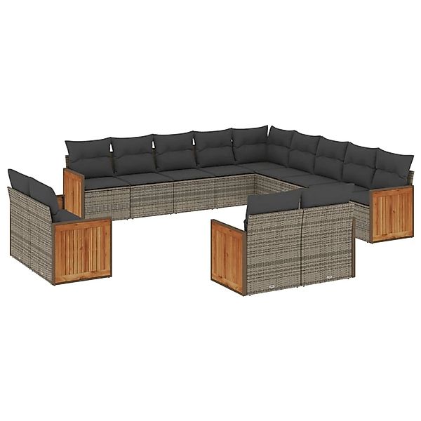 vidaXL 13-tlg Garten-Sofagarnitur mit Kissen Grau Poly Rattan Modell 37 günstig online kaufen