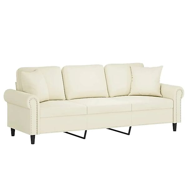 vidaXL 3-Sitzer-Sofa mit Zierkissen Creme 180 cm Samt 3200963 günstig online kaufen