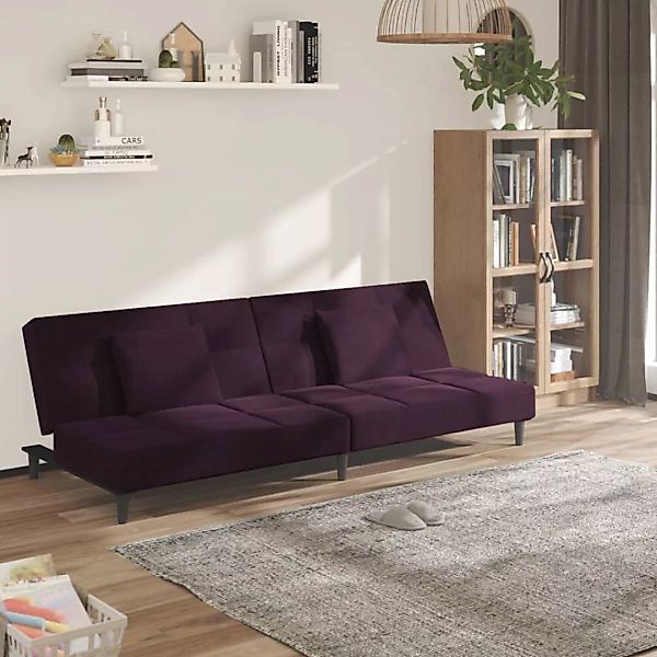 Vidaxl Schlafsofa 2-sitzer Mit 2 Kissen Lila Stoff günstig online kaufen