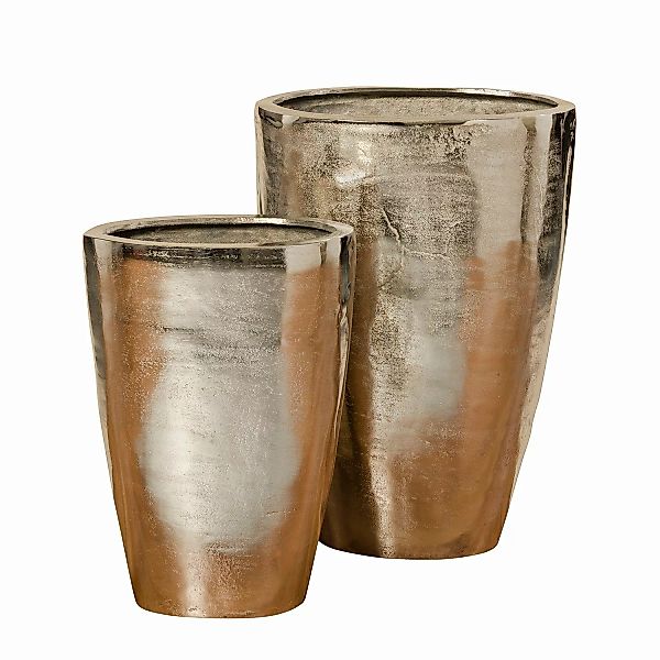 home24 Boltze Vase Padina Silber Aluminium 21x56x39 cm (BxHxT) 2-teilig ill günstig online kaufen