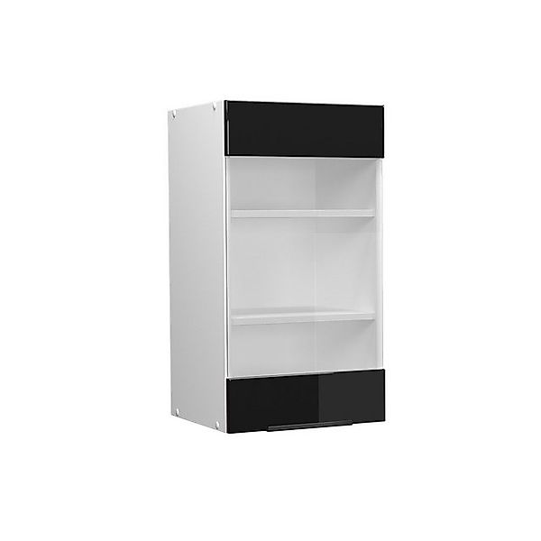 Vicco Küchenglasschrank Fame-Line Glashängeschrank Schwarz Eiche Hochglanz/ günstig online kaufen