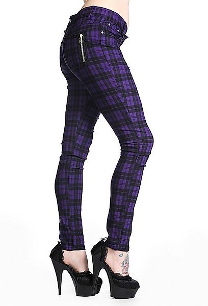 Banned Röhrenhose Forever Yours Lila Skinny Jeans Kariert Tartan günstig online kaufen