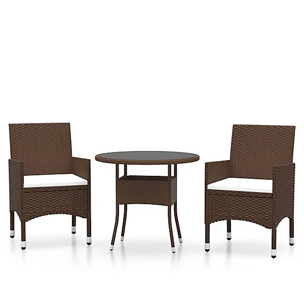 vidaXL 3-Tlg Bistro-Set Poly-Rattan und Hartglas Braun 3095905 günstig online kaufen