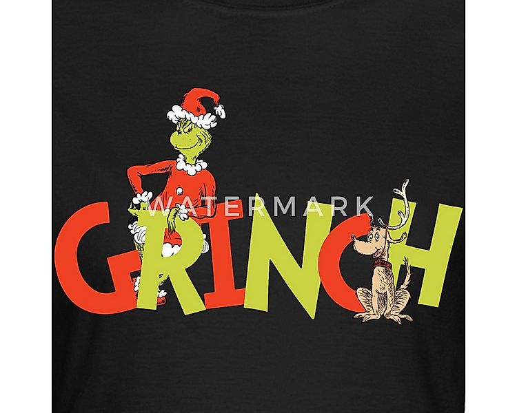 Spreadshirt T-Shirt Der Grinch Schriftzug Mit Grinch & Hund Max Frauen T-Sh günstig online kaufen
